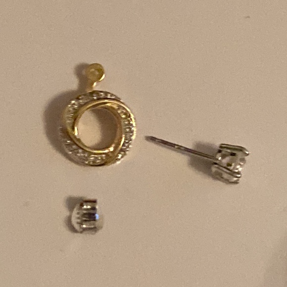 925 3 WAY earrings diamond and White sapphire - Picture 7 of 12